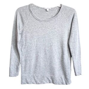 James Perse Womens French Terry Sweatshirt 00 Gray Raglan Sleeves Relaxed Lounge